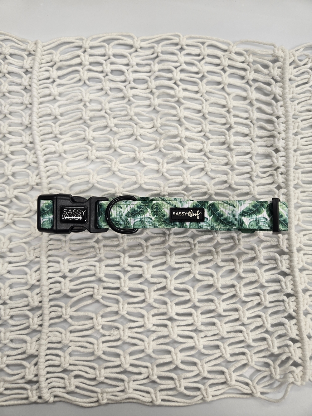Sassy Woof Green Tropical Leaf Dog Collar